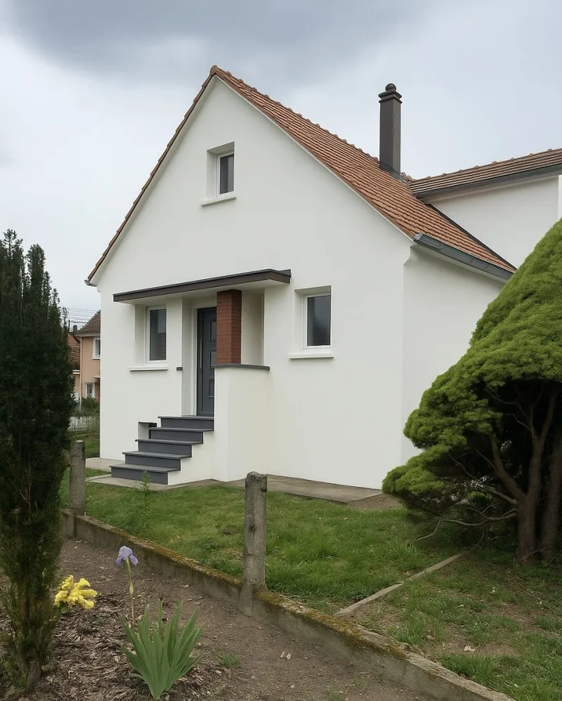 Façade claire d’une maison, réalisation présentée par Debessel Rénovations